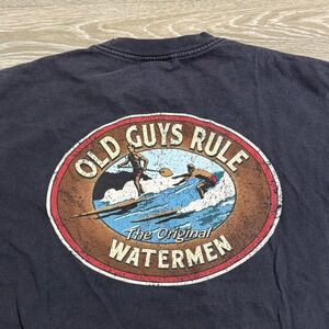 Vintage Old Guys Rule Watermen Tee Black Short Sleeve Surf Paddleboarding Medium